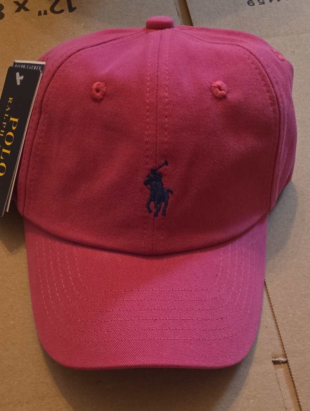 Polo Ralph Lauren Fuchsia Baseball Cap with Navy Pony Logo – Adjustable Dad Hat